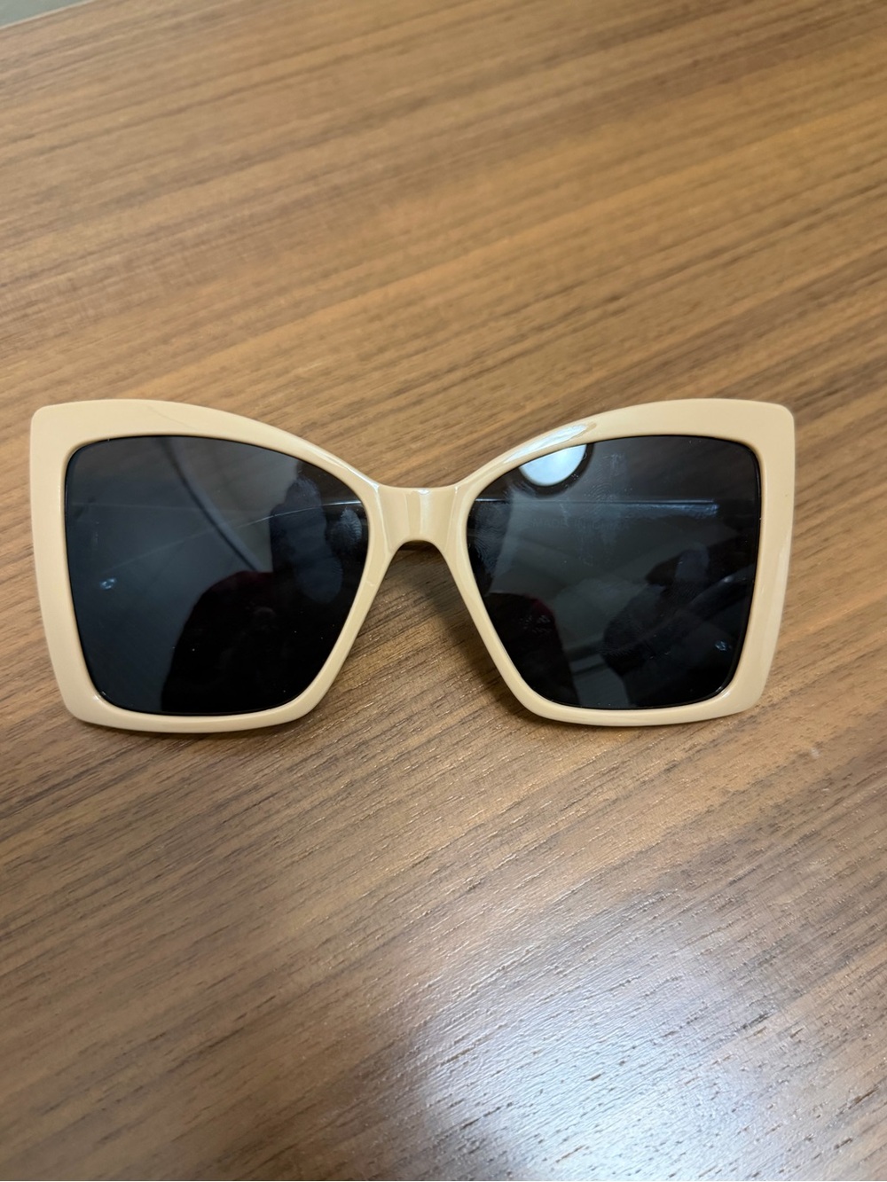 Others Follow Beige Oversized Square Sunglasses with Black Lenses